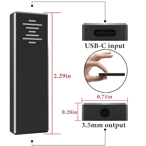 Geekria SJC01 Portable Headphone DAC/AMP with USB and Type-C Input, 3.5mm Audio Jack Output, Compatible with 384K/32Bit Hi-Res Apple Music Lossless Audio, PC, Laptop, Android Phones