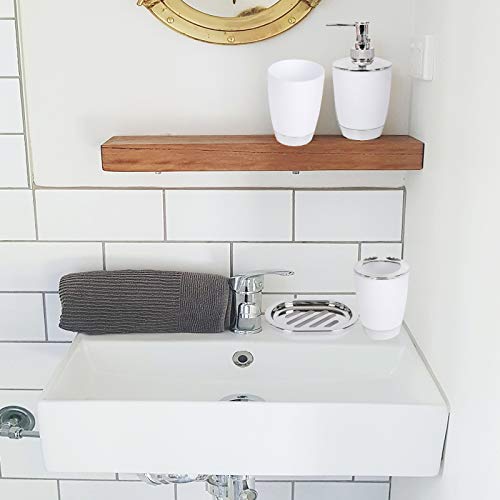 YCOCO Bathroom Accessories Set,6 Pcs Plastic Bathroom Accessories,Toothbrush Holder,Mouthwash Cup,Soap Dispenser,Soap Dish,Toilet Brush,Trash Can,White