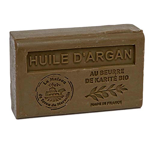Image of La Maison du Savon de Marseille - French Soap made with Organic Shea Butter - Moisturising for Soft Skin - Argan Oil Fragrance - 125 Gram Bar