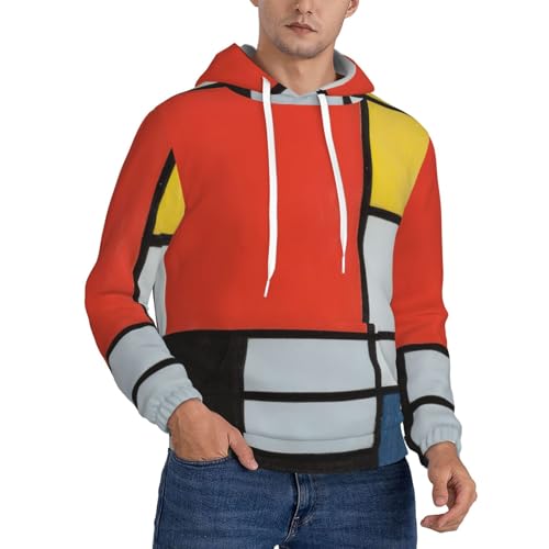 Pull polyester homme EdWal composition rouge jaune bleu noir sweat à capuche