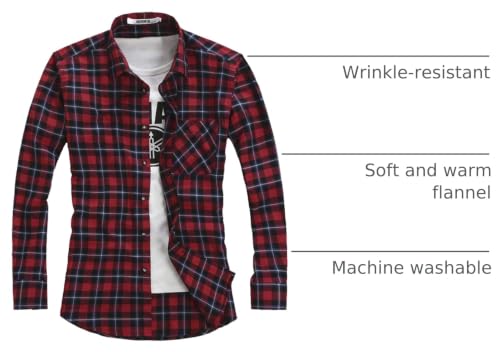 Image of OCHENTA Men's & Boys' Long Sleeve Button Down Plaid Flannel Shirt