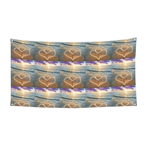 MINDBBDFJ Beach Love Print Banners And Signs For Outdoor/Indoor,Personalized Banner Customizable Parties Halloween Banner (180x90cm)