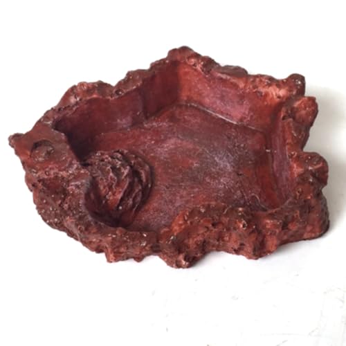 Lorxne 爬虫類 水入れ 餌入れ 2個入 水飲み皿 自然の岩イメージ 樹脂製 ひっくり返しにくい エサ皿 ペット給餌板 食品ボウル ウォーターディッシュ 給餌ボウル 陸亀 ゲトカゲ ヤドカリ ガエル ヤモリ オントカゲ 飼育ケース内装 食器 岩風 両生