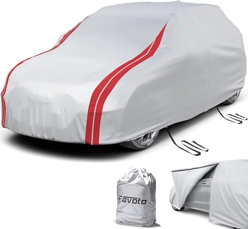 Image of Favoto Car Cover Waterproof Custom Fit for Toyota RAV4 (2006-2026) | Windproof Heavy Duty Car Cover for Automobiles Outdoor with Reflective Strips All Weather Rain Dust Snow UV Protection