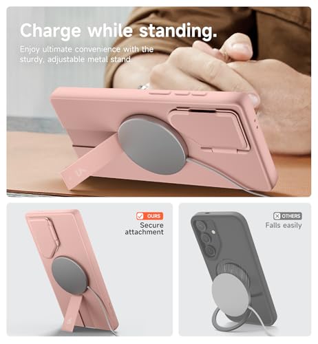 Image of SURITCH for Samsung Galaxy S24 Ultra Phone Case, Magnetic Protective Cover with Camera Cover & Adjustable Metal Kickstand for Galaxy S24 Ultra (2024)-Pink