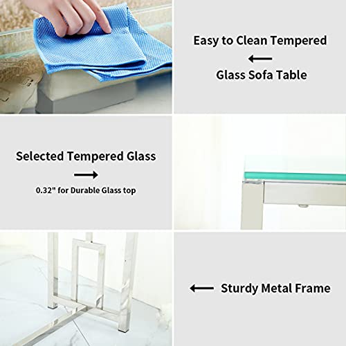 Console Table Modern Narrow Glass Table Sofa End Table For Living Room/Foyer/Hallway/Entryway/Corridor (Hollow Geometrical Shape, 41.7 X11.7X30.7In) #TOP6