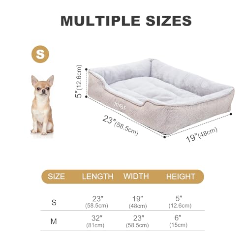 JOYELF Hundebett Waschbares beruhigendes Katzenbett, Anti-Angst-Hundebett & Sofa, süßes Flauschiges Haustier-Couchbett für Welpen, Kätzchen, kleine Hunde und Katzen - kleines Rechteck