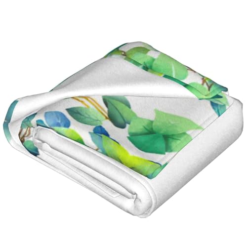 Couverture polaire légère verte tropicale pour lit et canapé