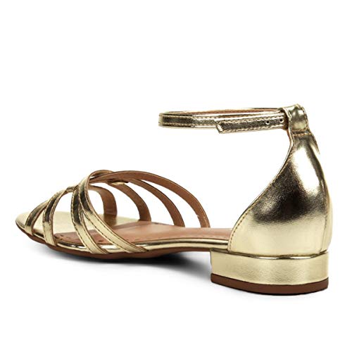 Rasteira Drezzup Metalizada Tiras - Dourado - 36