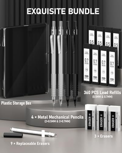 Four Candies 4Pcs Metal Mechanical Pencils Set With Case thumb #3