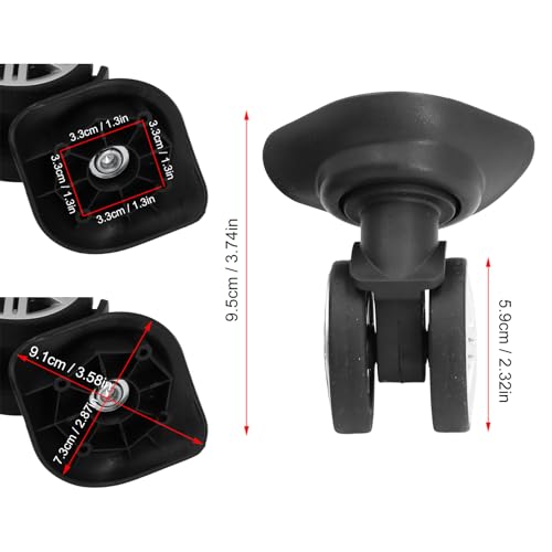 1 Pair Luggage Suitcase Wheels Replacement, Suitcases Wheel Spare Part Black 360 Degree Trunk Wheels Universal Suitcase Castor for Trolley Luggage4