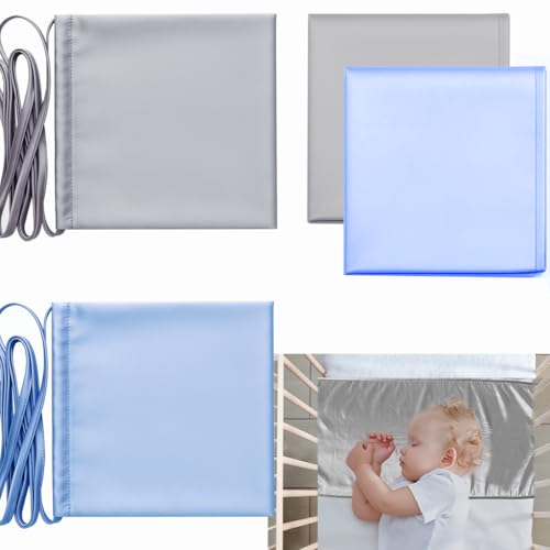 Image of 2 Pcs Satin Bassinet Sheet Baby Hair Protect Soft Silk Feeling Sheet Baby Bassinet for Rectangle Cradle Pad Mattress Newborn Infant (Blue+Grey)