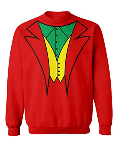 Villain Outfit - Comic Evil Nemesis Youth Fleece Crewneck Sweater (Red, X-Large (Youth))