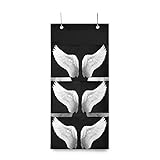 Over The Door Closet Organizer, White Angel Wing Wall Hanging Storage Bags with 3 Pockets for...