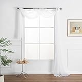 WPM WORLD PRODUCTS MART Drape/Panels/Scarves/Treatment Beautiful Sheer Voile Window Elegance Curtains Scarf for Bedroom & Kitchen Fully Stitched and Hemmed (White, 38' Inch x 216' Inch)