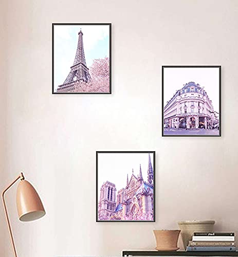 Paris Wall Art Print Pink Paris Wall Decor Set of 3(10