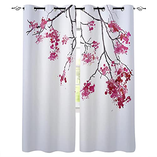 Zgclhhm soundproof curtains plants pink flowers creativity 76 x 54 inch