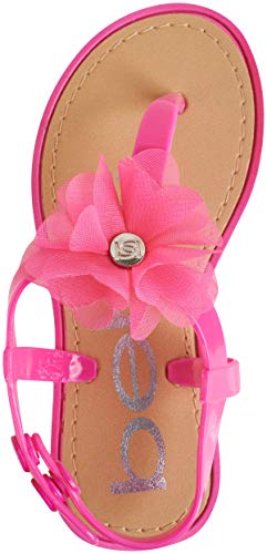 Bebe Girls' Thong Sandals With Chiffon Flowers (Toddler/Little Kid, Size 7-8 Toddler, Fuchsia #TOP4