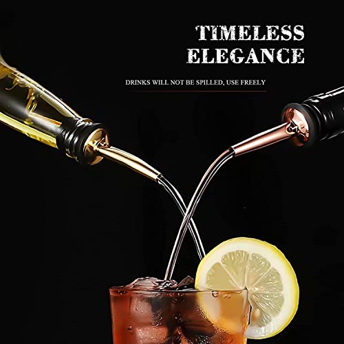 Image of Pafusen 12 Pack Liquor Bottle Pourers, Liquor Pour Spout for Liquor Bottles, Stainless Steel Olive oil Dispenser Spout, Alcohol Pourer Dust Caps Covers Fixed, Rose Gold