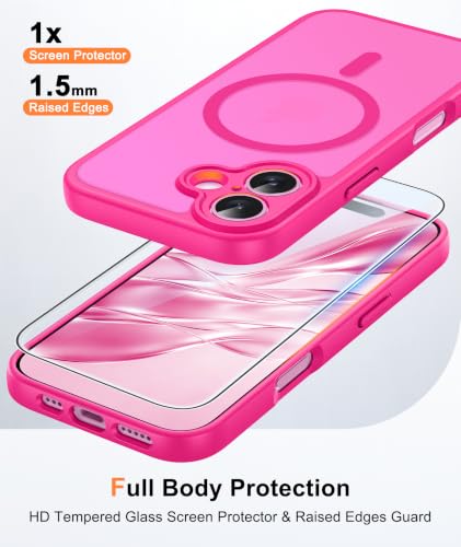 Image of FNTCASE for iPhone 16 Plus Case Hot Pink: Compatible with MagSafe