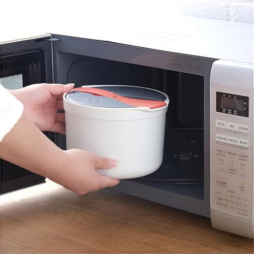 NiuLumea Olla arrocera para microondas con colador, olla portátil para pasta vegetariana para viajes de oficina, apta para lavavajillas, recipiente de polipropileno, color verde
