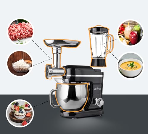 Lehmann Universele 3-in-1 Keukenmachine met Planetair Roersysteem, Vleesmolen en 1,5L Sappers, Inclusief 5L Roestvrijstalen Kom - Afbeelding 6