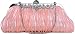 Womens Vintage Satin Pleated Envelope Evening Cocktail Wedding Party Handbag Clutch, Blush