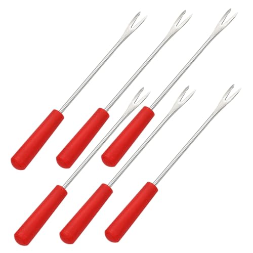 FELTECHELECTR 6 piezas Tenedores de Acero Inoxidable Reutilizables para Barbacoa y Fondue Mango Antideslizante para Queso Maíz Pequeño Frutas y Snacks Picnic y Camping