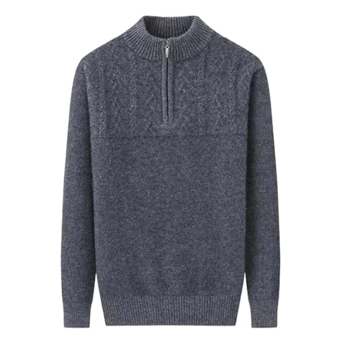 Men's Half - Zip Sweater Casual Stand Neck Knitted Pullover Cashmere Jumper