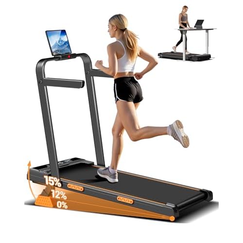 Tapis de Marche Pliable Inclinable 15%, 10km/h Tapis de Course Pliable Inclinable, avec Affichage LED, Télécommande, 3.0 HP Treadmill Walking Pad, Tapis de Marche Bureau, 136KG Max Charge