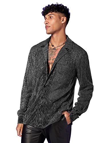 Amazon.com: WDIRARA Men's Sheer Mesh See Through Glitter Button