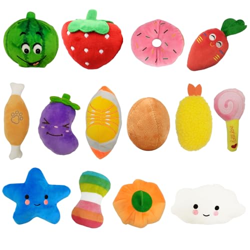 Fadcaer 14 Pcs Dog Squeaky Toys, Puppy Plush Toys, Small Dog Interactive Teething Chew Toy