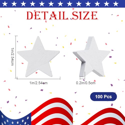 CRASPIRE 100pcs 1" Wooden Stars for Crafts Small White Unfinished Blank Wood Star Cutouts Ornaments Pieces Slices for Independence Day Flags Making Art Craft Decor DIY Crafts Wedding Party Crafting - Image 3