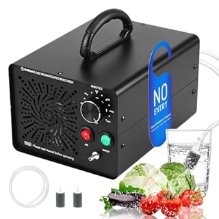 TECKZOON Générateur d’ozone 2 en 1 amélioré, pour eau et air, 60000 mg h 120 W, purificateur d’air éliminateur d’odeurs avec minuterie, outil de désinfection pour piscine voiture pièces fruits et légu