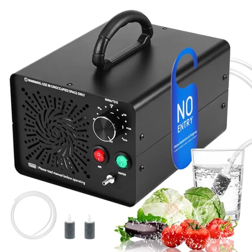 Generador de ozono 2 en 1, para agua y aire, 60000 mg/h 120 W, purificador de aire eliminador de olores con temporizador, herramienta de desinfección para piscina coche habitaciones frutas y verduras