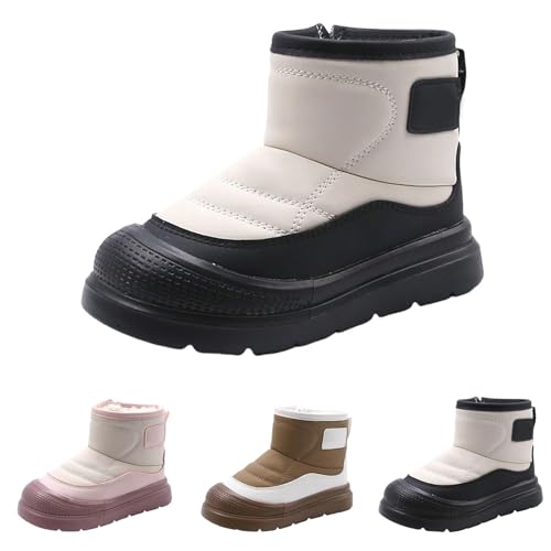 Generisch Botas de invierno para niña y niño, antideslizantes, de algodón, cómodas, térmicas, impermeables, cómodas, botas de nieve para niños, botas forradas cálidas, Negro , 32 EU