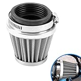 CMIYETO 50mm Air Filter for PWK21 24 26 28 30 32 34 Carburetor 70cc 100cc 110cc 125cc 150cc 200cc Engine for Honda Yamaha Suzuki Kawasaki ATV Go kart Moped Scooter Motorcycle Pit Dirt Bike Part Silver