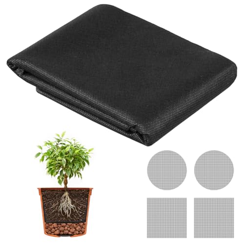 Aoreun Non-tissé Filtrant pour Pots de Fleurs 2 m x 1 m, Non-tissé pour Pots de Fleurs avec Grille de Drainage, Peut être Découpé, Empêche l'eau de...