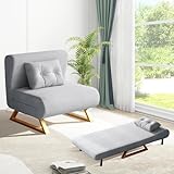 3 in 1 Schlafsofa, Klappbett mit Bettfunktion, Bettsofa mit Verstellbarer Rückenlehne und Kissen, Schlafsofa Klein mit Lendenkissen, Latex Schlafcouch, für Wohnzimmer, Schlafzimmer (Grau)