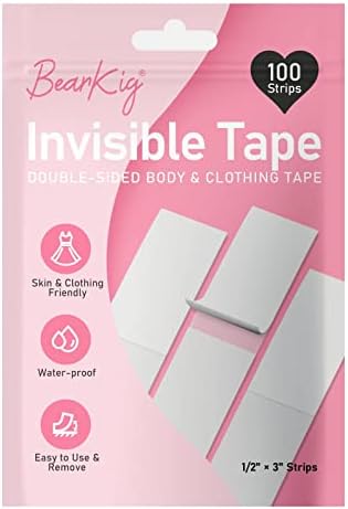 100-Strips Double-Sided Tape for Fashion, Tape for Clothes, Fabric Tape for Women Clothing and Body, All Day Strength Tape Adhesive, Invisible and Clear Tape for Sensitive Skins