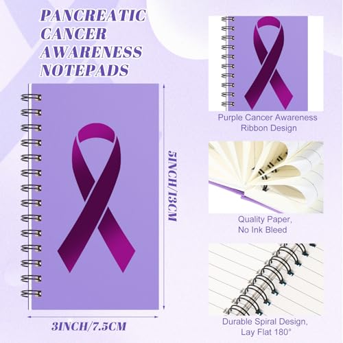 Blocs-notes rétractables et stylos ruban violet pour l'association | Lot de 24