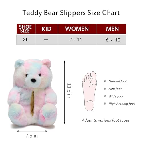 Image of Women's Funny Teddy Bear Slippers,Cute Slippers for Women,Fuzzy Indoor House Slipper,Fluffy Cartoon Bedroom Slipper,Birthday Gifts for Women,Men,Ladies,Girls