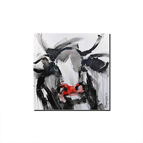 Toile art graffiti vache aquarelle abstrait moderne tableau décoration murale