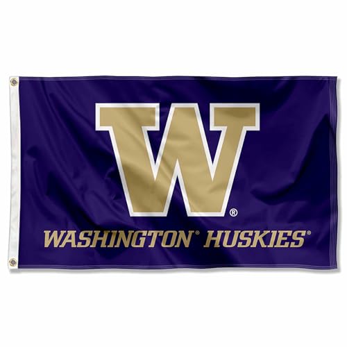College Flags & Banners Co. Washington UW Huskies Wordmark Large Grommet Banner Flag