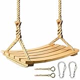 Herefu Columpio de Jardín para Niños e Adultos, Columpio de Madera Exterior Ajustable, Columpio Infantil Impermeable Exterior Madera , Asiento de Columpio de Madera Arbol por Jardín, Patio