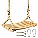 Herefun Balançoire Arbre en Bois, Siège Suspendu Swing avec Cordes Réglables, Balançoire en Bois Massif pour Enfant Exterieur, Siège de Balançoire Bois pour Aire de Jeux d'intérieur et d'extérieur