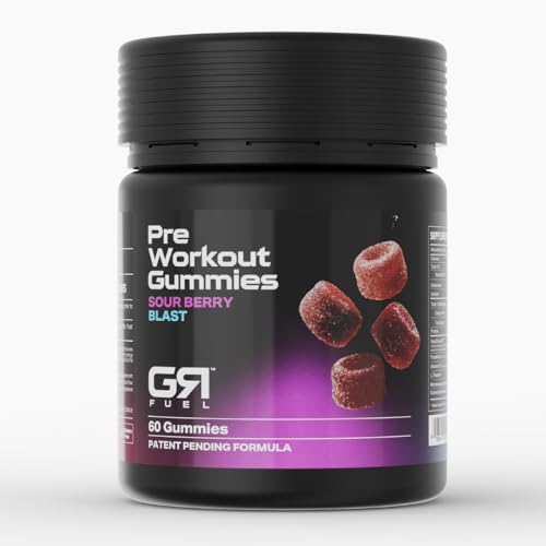 Image of GR Fuel Pre Workout Gummies, Energy & Focus, Sour Berry Blast, 30 Servings | Energy & Focus Support, Workout Performance, Nitric Oxide, Caffeine, L-Theanine & Methyl B12, USA Made
