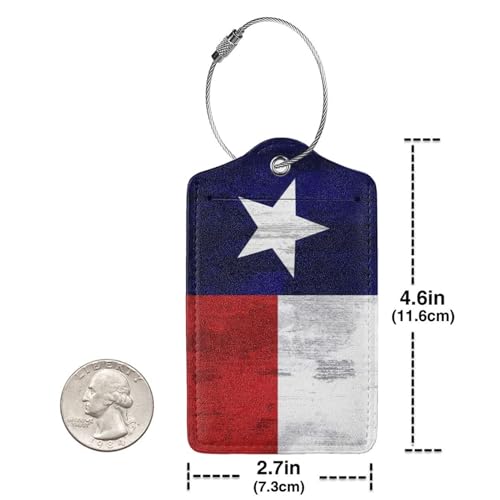 2 Pcs Texas Flag Luggage Tags for Suitcase, Unique TX Lone Star State Gifts for Privacy Cover ID Label with Stainless Steel Loop and Address Card2