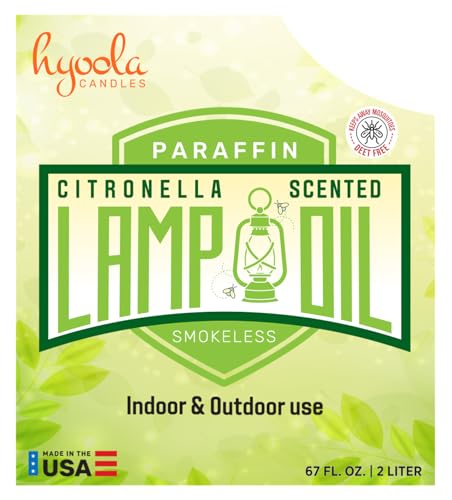 Citronella Lamp Oil, 67.6 oz. (2 Liter) - Smokeless Insect and Mosquito Repellent Scented Paraffin Fluid for Indoor and Outdoor Lamp, Lantern and Oil Candle Use - by Hyoola