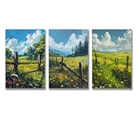 Amazon.co.jp: 3枚 静かな牧歌的な美しい風景 絵画 インテリア